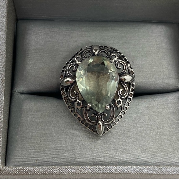 925 silver citrine tear drop semi precious stone, size 8 - Picture 8 of 8